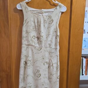 Moulinette Soeurs Cream and Green Floral Midi Dress